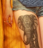 Elephant tattoo on leg