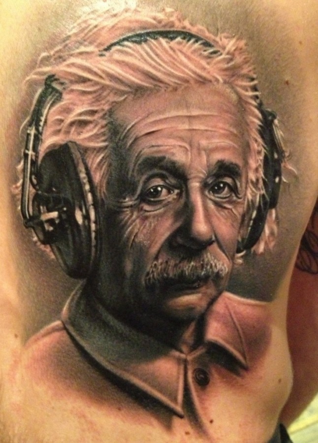 Excellent Einstein portrait tattoo