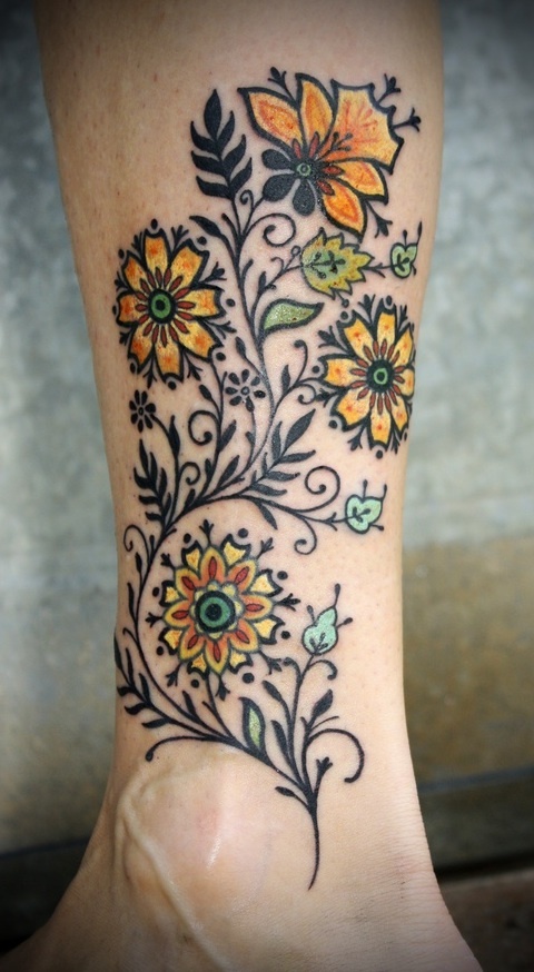 Flowers tattoo by David Hale