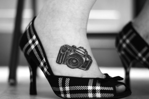 Foot camera tattoo