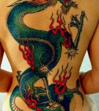 Green Japanese dragon tattoo