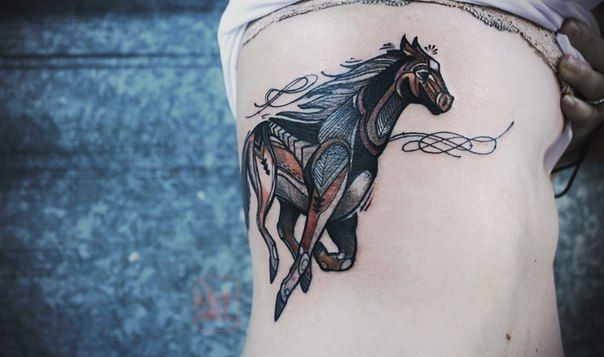 Horse tattoo by Davi Hale