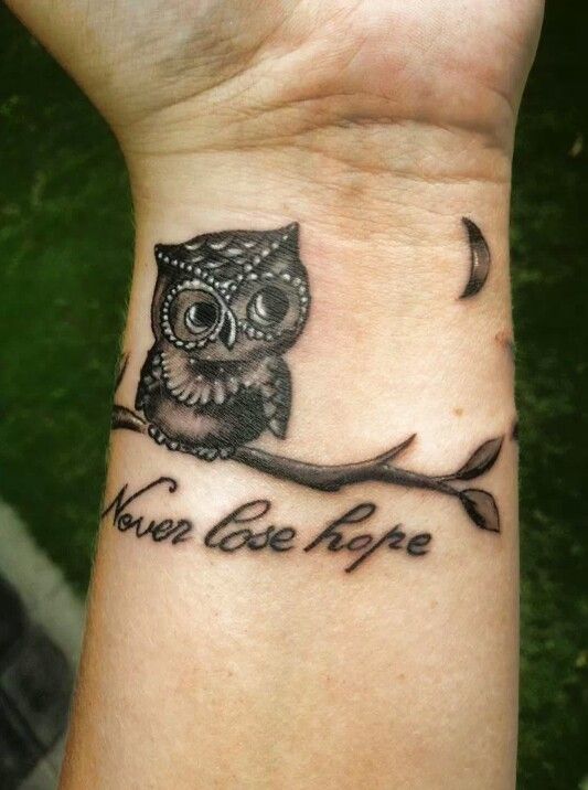 Never lose hope owl tattoo