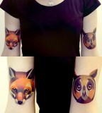 Owl and fox tattoos