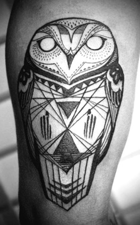 Owl black and white tattoo by David Hale