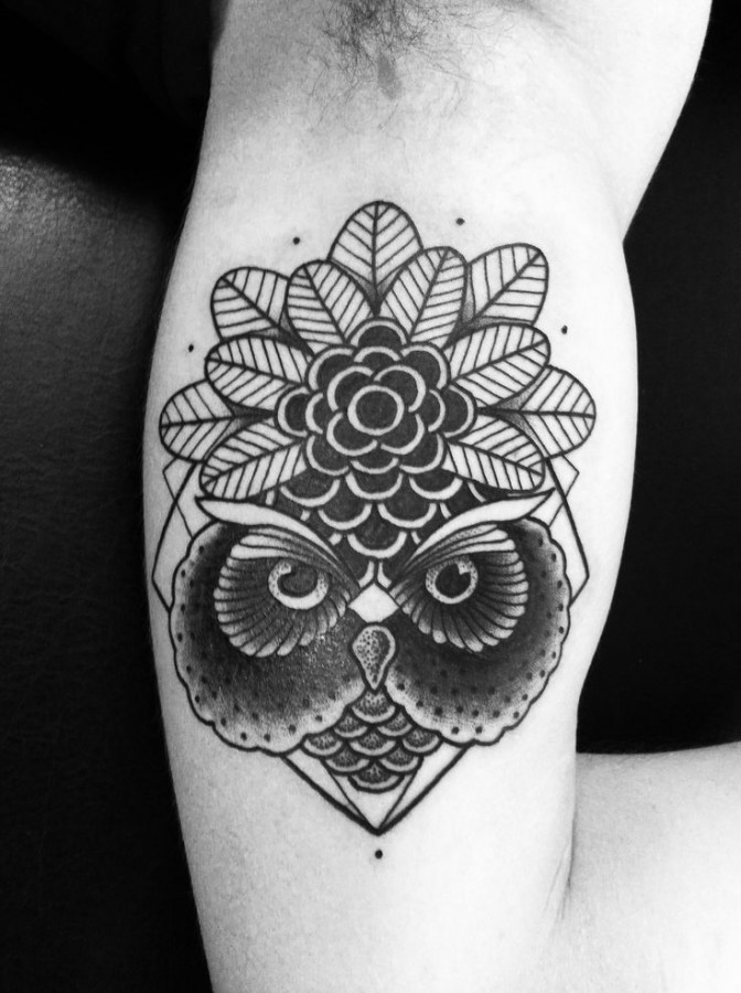 Owl tattoo by Philippe Fernandez
