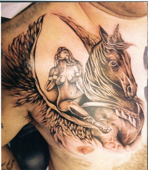 Realistic horse tattoo