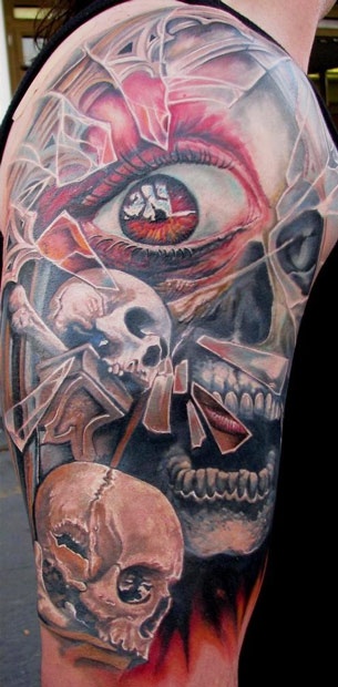 Skulls tattoo by Miroslav Pridal