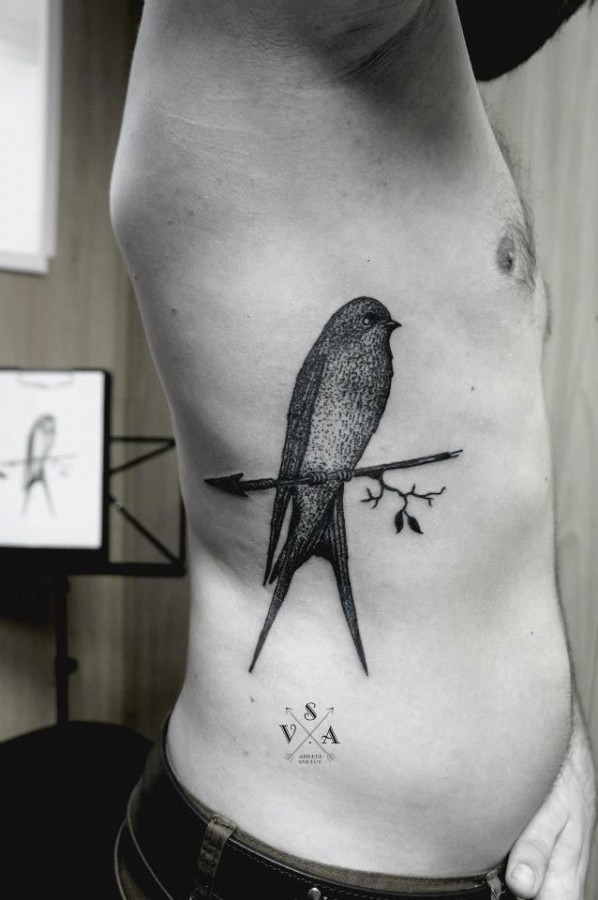 Swallow tattoo by Andrey Svetov