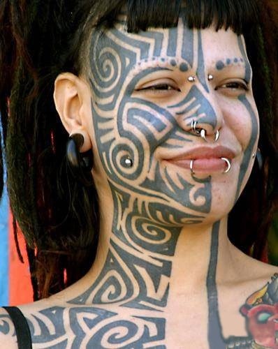 Tribal face tattoo