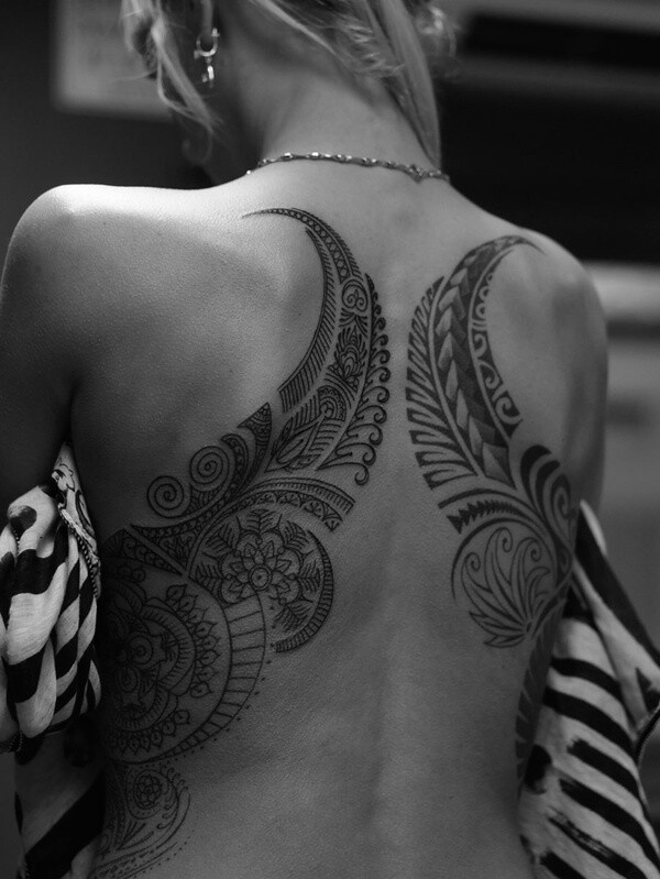 beautiful tattoo placement tribal back piece