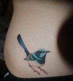 blue ink tattoo elegant bird
