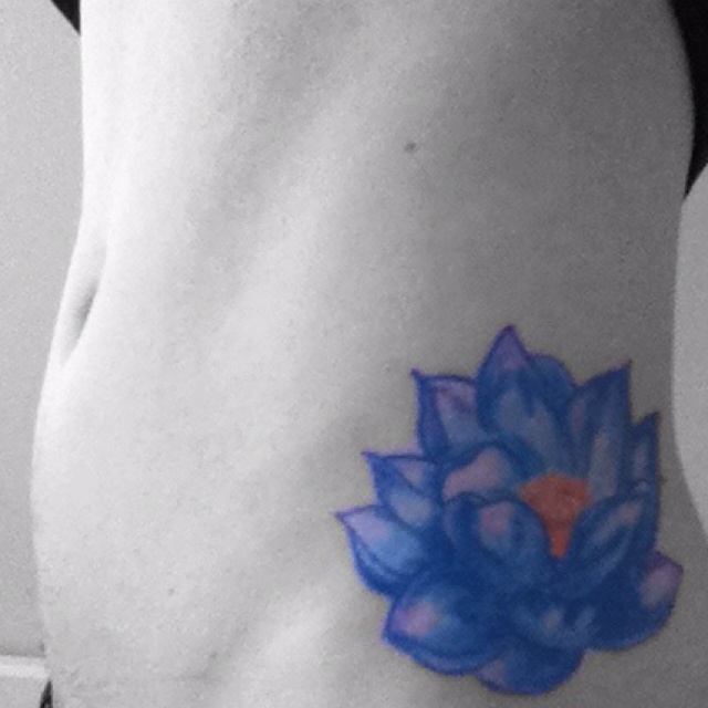 blue ink tattoo lotus