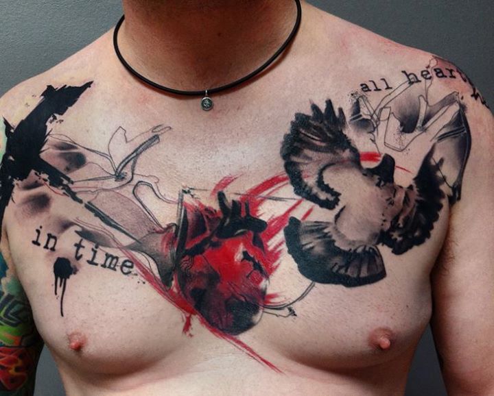 buena vista tattoo club heart and bird chest piece