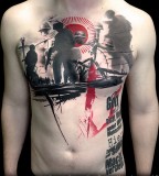 buena vista tattoo club war scene on chest