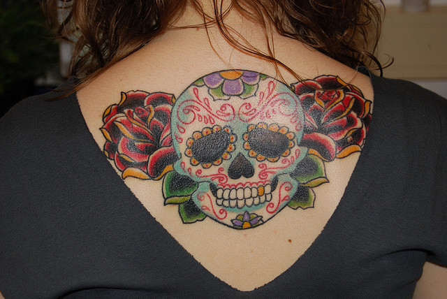 colorful skull tattoo