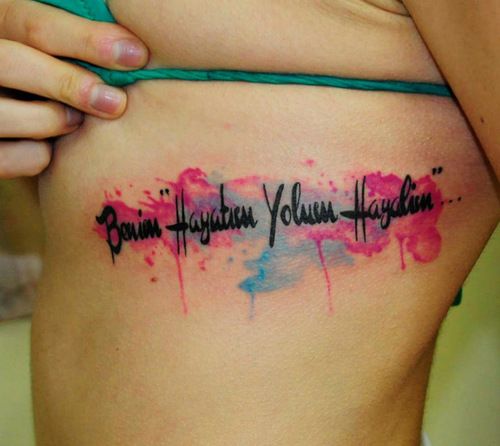 colorful words tattoo