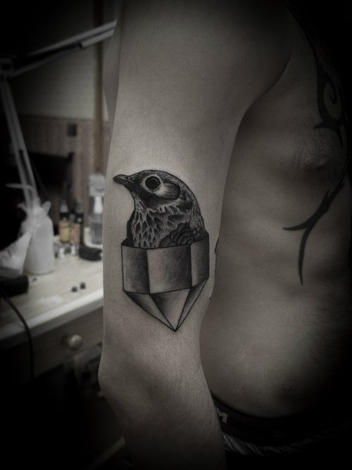crystal tattoo and bird