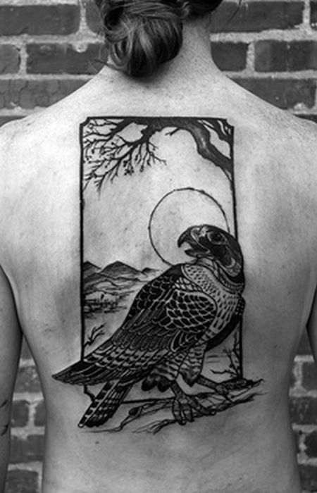 david hale tattoo picture with hawk