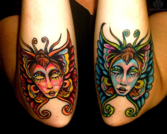 elbow tattoo butterflies