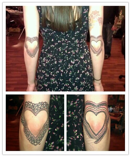 elbow tattoo hearts