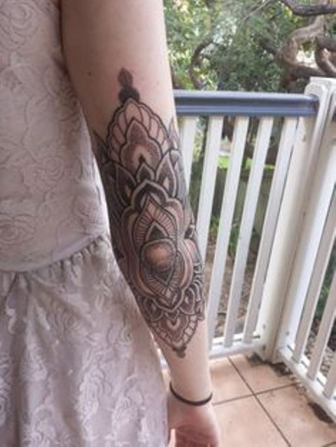 elbow tattoo ornamental work