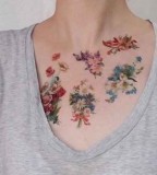 floral bouquets chest tattoo