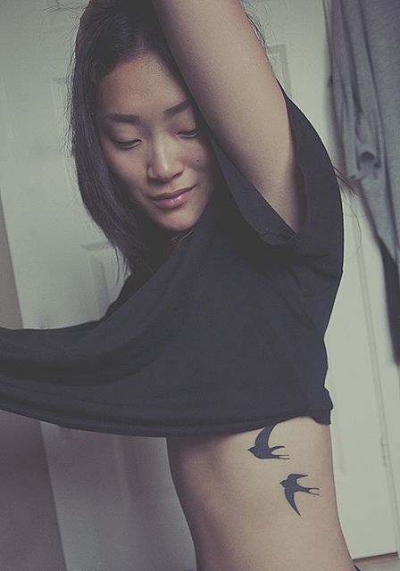 girly tattoo birds blackwork
