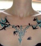 girly tattoo birds on wire graphical work