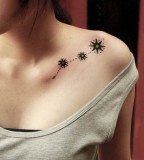 girly tattoo starry shoulder and chest tattoo