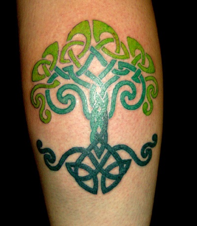 green tattoo celtic knot tree