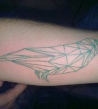 green tattoo origami bird