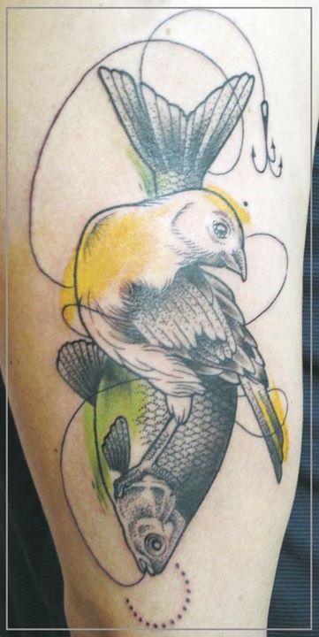 jessica mach tattoo bird and fish