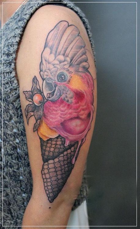 jessica mach tattoo parrot in waffle