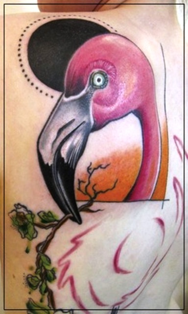 jessica mach tattoo pink flamingo