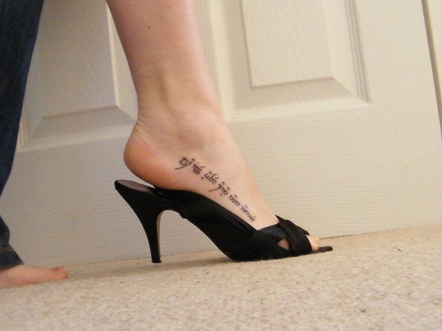 leg words tattoo