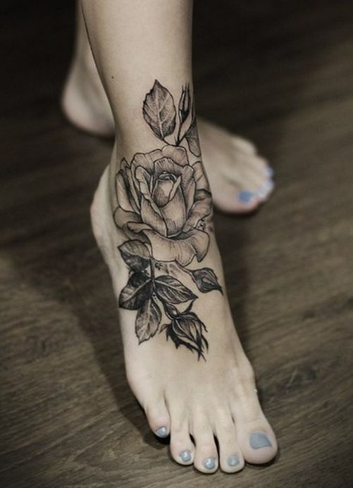 legs rose tattoo