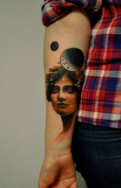 marcin aleksander surowiec tattoo woman and the moon