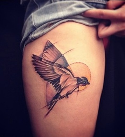 marie kraus tattoo bird on leg