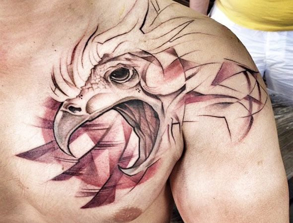 marie kraus tattoo eagle head on chest
