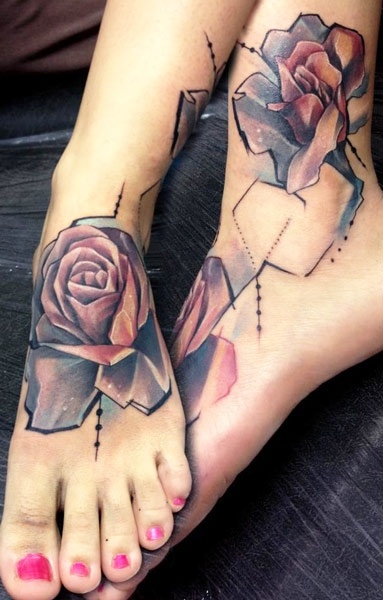 marie kraus tattoo roses on feet