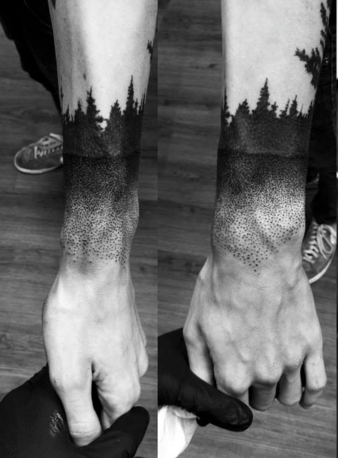 nature tattoo black wristbands dotwork
