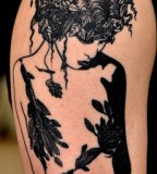 nature tattoo leaf girl portrait