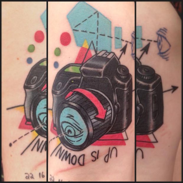pop art tattoo camera