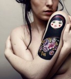 russian doll tattoo black oriental style matryoshka