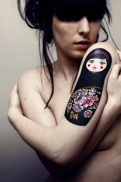 russian doll tattoo black oriental style matryoshka