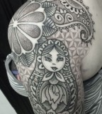 russian doll tattoo half sleeve with matryoshka