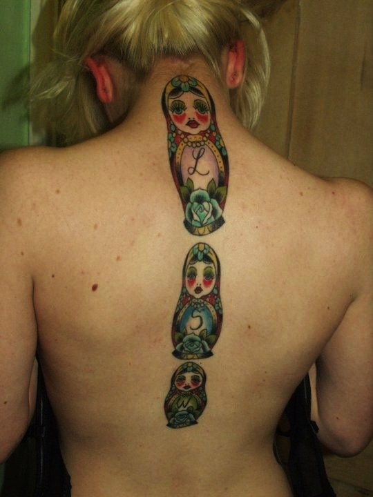 russian doll tattoo matryoshka spine work