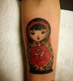 russian doll tattoo matryoshka with rose