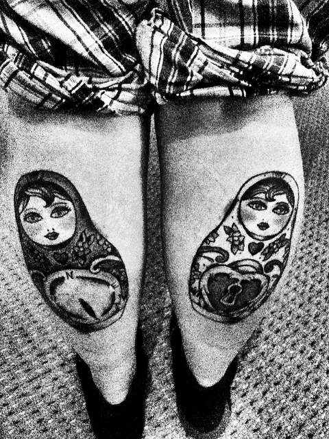 russian doll tattoo matryoshkas on legs